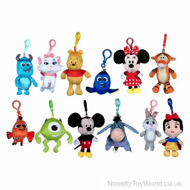 Disney Plush Bag Clips - 12 Assorted (11cm) | Wholesale Branded Plush