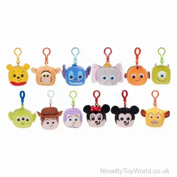 Disney Soft Plush Square Head Bag Clips - 12 Assorted (5.5cm)