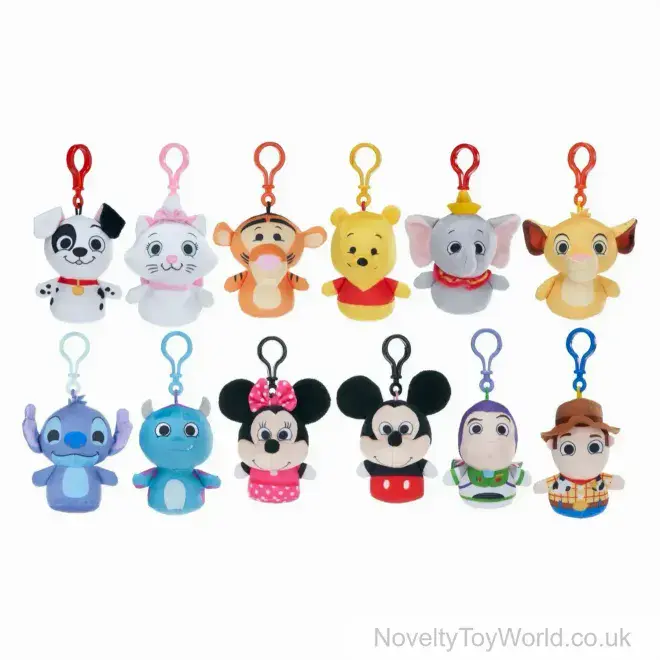 Disney Soft Toy Buddies Bag Clips - 12 Assorted (9cm) | Wholesale Licensed Toys