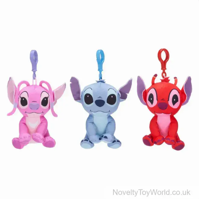 Disney Stitch Characters Plush Bag Clips - 3 Assorted (11.5cm) | UK Wholesale