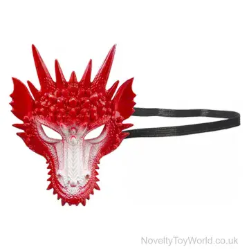 Dragon Mask In Red With Strap - Adult Size