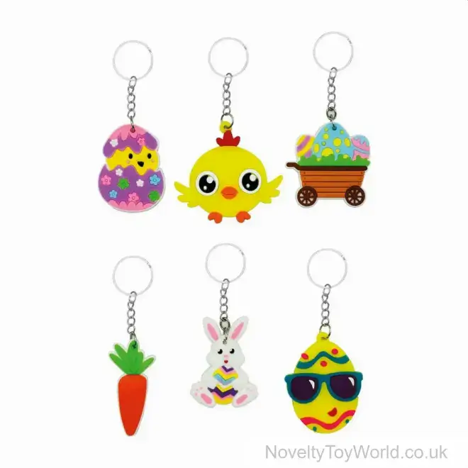 Easter PVC Rubber Keyring - 6 Assorted | Wholesale Easter Party Gifts UK