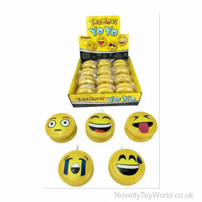 Bulk Buy | Emoji Faces Novelty Yo-Yos (5.5cm) | Wholesale Novelty Toys