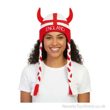 English Flag Viking Hat with Braided Hair Adult Size