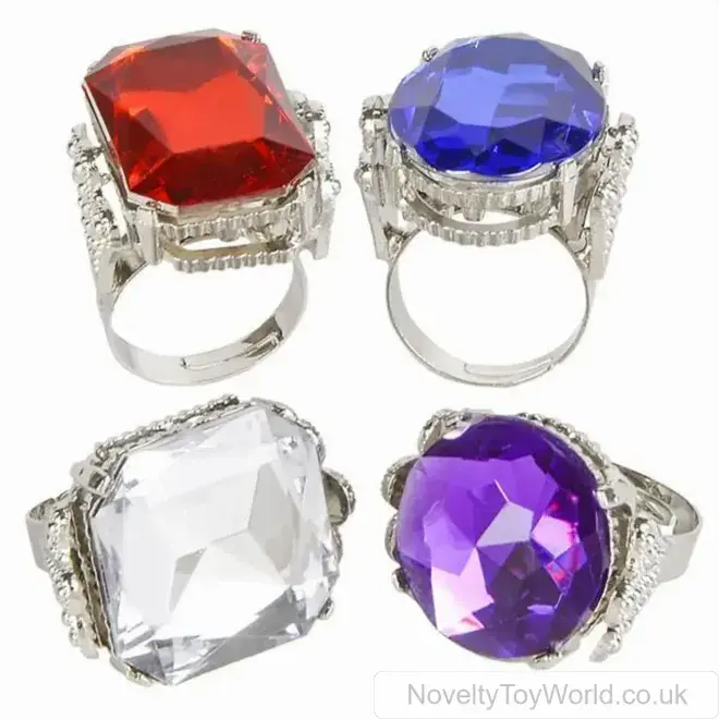 Bulk Buy | Fancy Dress Large Jewel Stone Rings - Stretch Fit ...