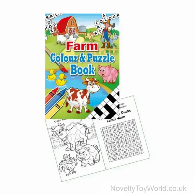 Wholesale | Farm Animal Colouring and Puzzles Book - A6 | Party Bag Fillers UK
