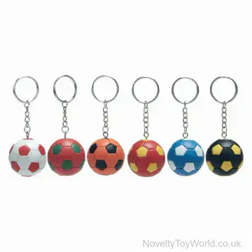 Faux Leather Football Keyring - 6 Assorted