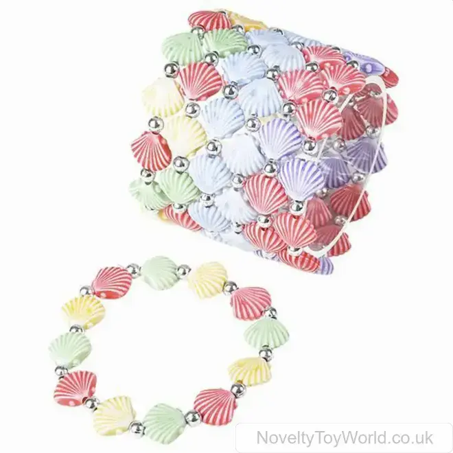 Faux Shell Bracelet With Metal Beads - Adult Size | Wholesale Novelty Jewellery UK