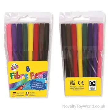 Fibre Fine Tip Colouring Pens - Pack of 8