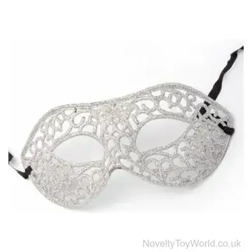 Filigree Design Silver Glitter Masquerade Mask