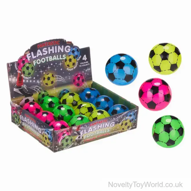 Flashing Light Up Bouncy Football - 4 Assorted (5.5cm) | Wholesale Balls