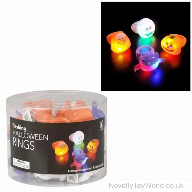 Wholesale | Flashing Light Up Halloween Rings - Stretchy Rubber