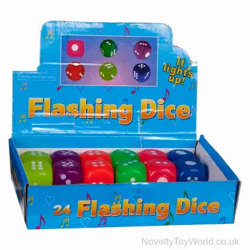 Flashing Light Up Plastic Dice - 2.5cm