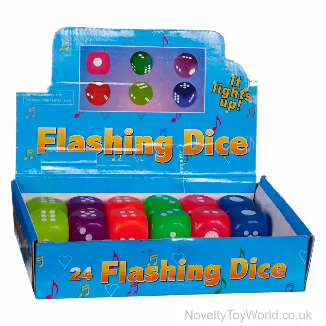 Flashing Light Up Plastic Dice - 2.5cm | Bulk Buy Educational Toys For Children