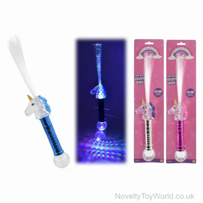 Flashing Unicorn Fibre Optic Light Up Stick - 3 Assorted  | Wholesale Crowd Props UK