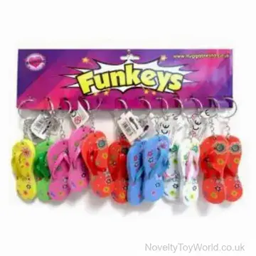 Flip Flop Novelty Rubber Keyrings Assorted Colours