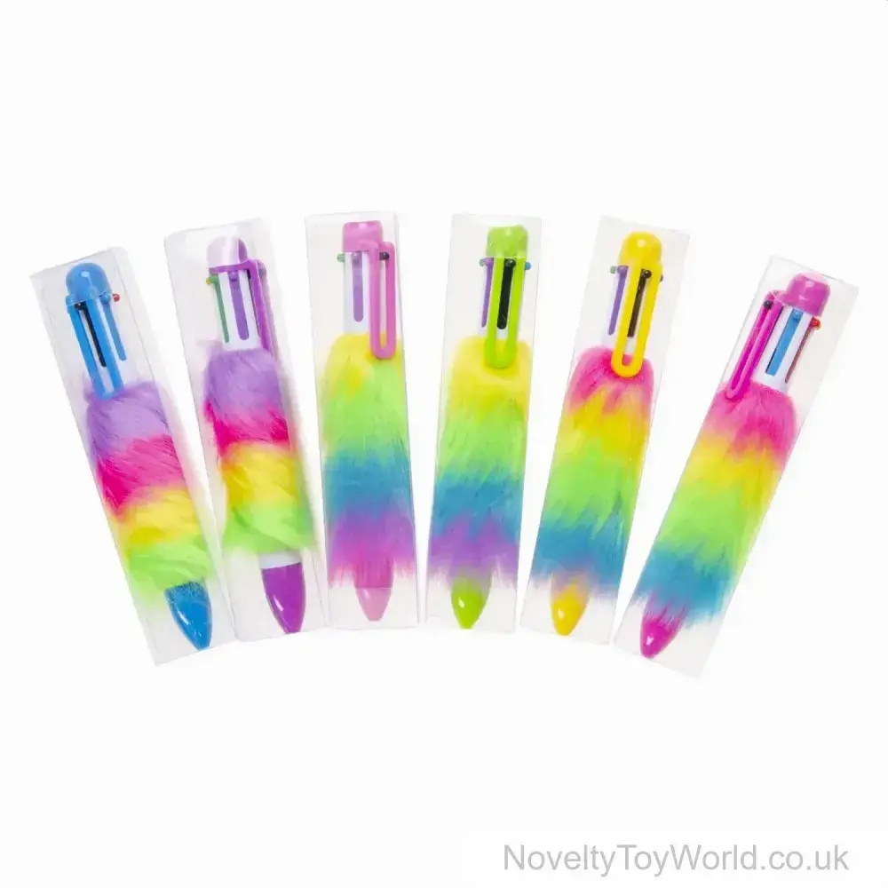 Fluffy Pen With Rainbow Fur (14cm) | Wholesale Pens With Fluffy Tops