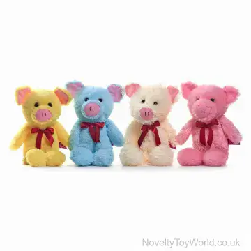 Fluffy Super Soft Plush Pig Toy with Ribbon (32cm)