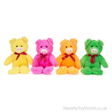 Fluffy Super Soft Plush Pig Toy with Ribbon (32cm)