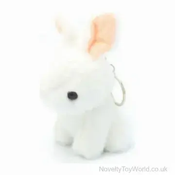 Fluffy White Bunny Keyring (15cm)