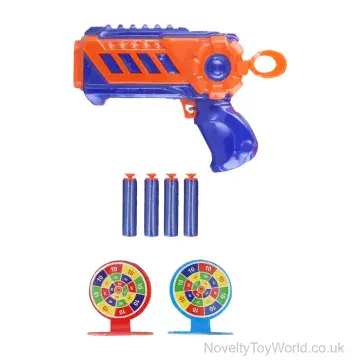 Foam Dart Gun Disc Shooter With 4 Darts & 2 Targets - 15cm