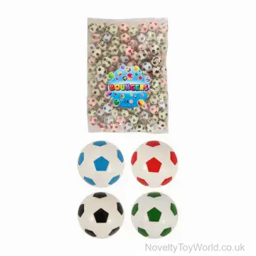 Football Design Bouncy Ball Assorted Colours - Price Per Bag of 100 (3.3cm)