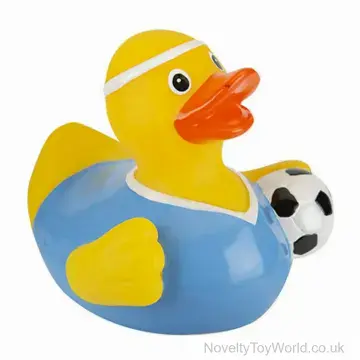 Football Player Novelty Rubber Duck - Light Blue Shirt (8cm)