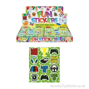 Fun Gaming Sticker Sheet (10 x 11.5cm) - 12 Assorted