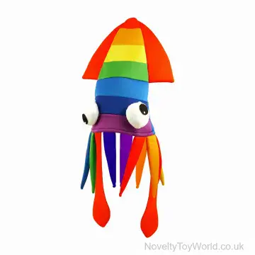 Funny Eyes Rainbow Squid Hat - Adult