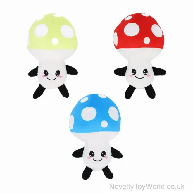 Funny Mushroom Soft Plush Toy - 3 Assorted (18cm) | Wholesale Novelty Prizes