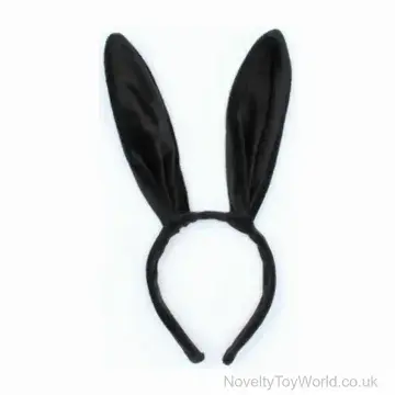 Furry Black Bunny Rabbit Ears Party Headband
