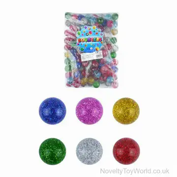 Glitter Bounce Bouncy Ball Assortment - Price Per Bag of 100 (3.3cm)