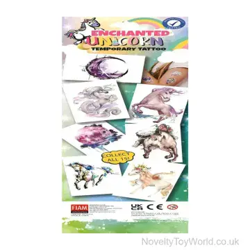 Glitter Enchanted Unicorn Flat Pack Vending Temporary Tattoo