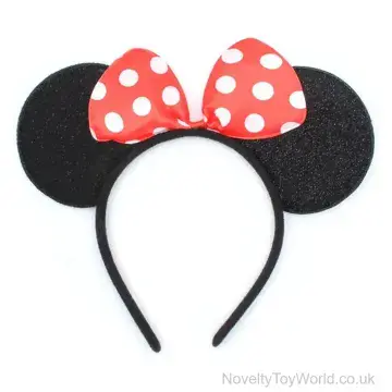 Glitter Mouse Ears Headband with Polka Dot Bow