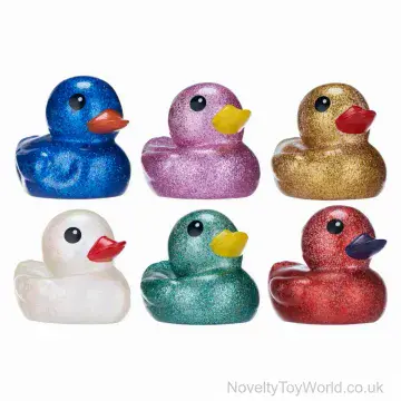 Glitter Rubber Ducks - Assorted Colours (10cm)