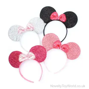 Glittery Mouse Ears Headband With Bow - Universal Size