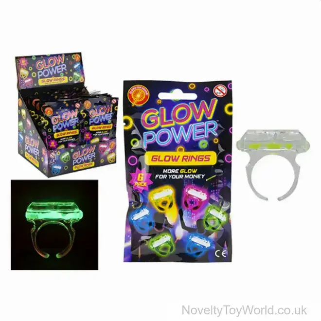 Wholesale | Glow Power Glow Rings - Pack of 6