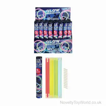 Glow Stick Bracelets in tubes of 12 - 4 Colours (20cm)