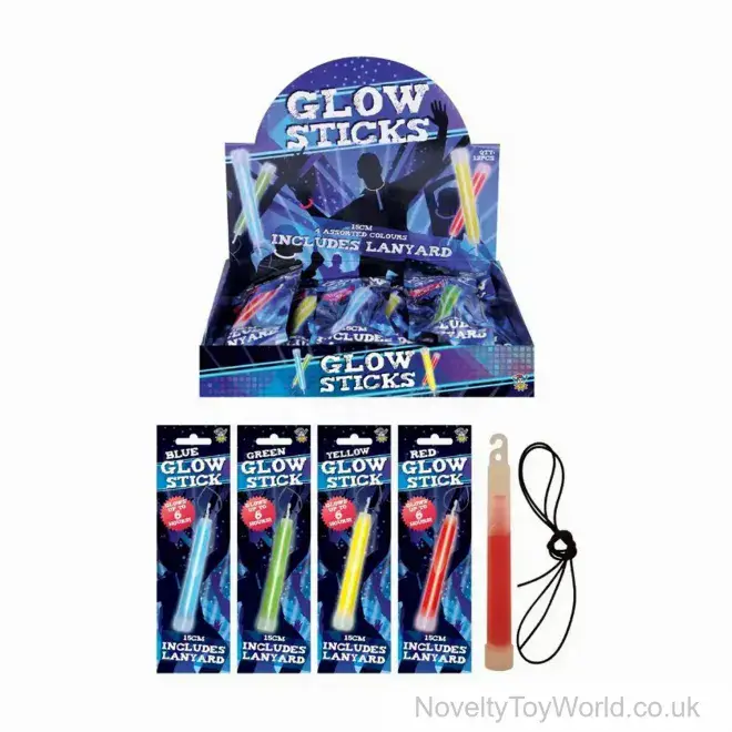 Glow Stick Necklaces - 4 Assorted Colours (15cm) | Wholesale Glow Toys UK