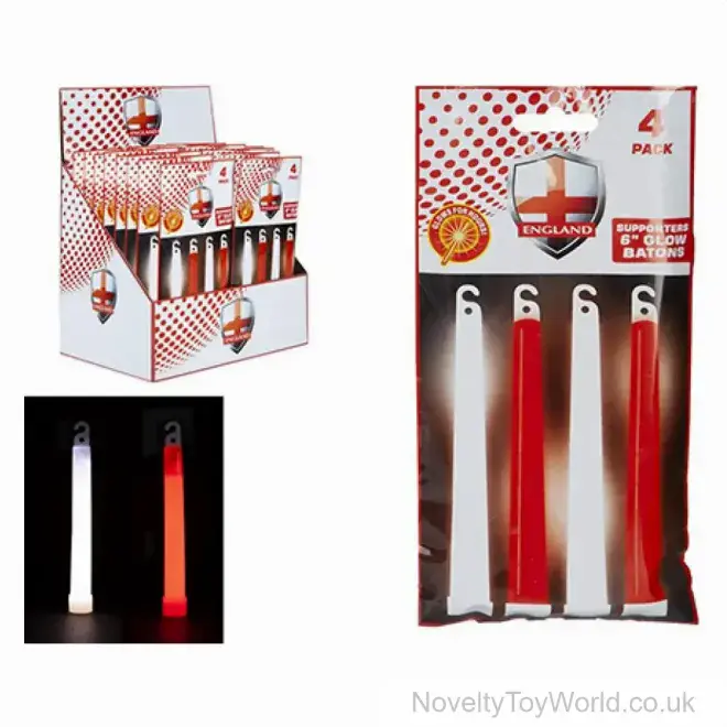 Wholesale | Glow Sticks Pack of 4 - Red & White (15cm)