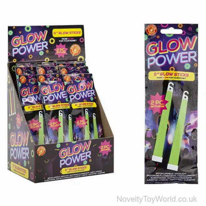 Bulk Buy | Glow Sticks with Hook - 2 Pack (15cm)