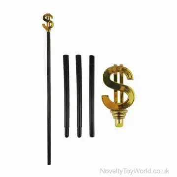 Gold Dollar Cane Fancy Dress Accessory