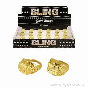 Gold Plastic Fancy Dress Bling Rings