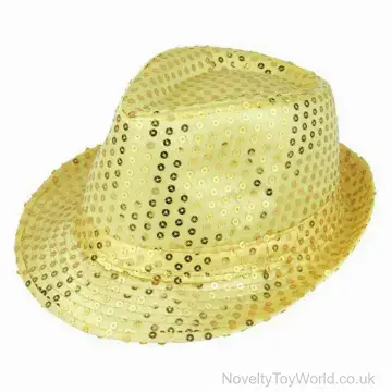Gold Sequin Party Trilby Hats - Adult