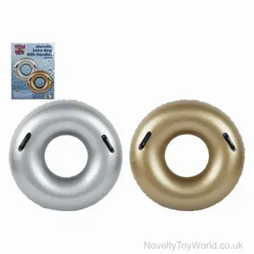 Gold & Silver Metallic Swim Rings with Handles (90cm)