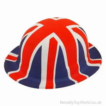 Great Britain Union Jack Plastic Bowler Hat - Adult