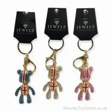 Great Britain Union Jack Teddy Bear Jewelz Keyring