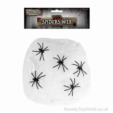 Halloween Spider Web With 5 Spiders - 40g