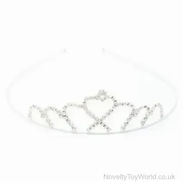 Heart Design Crystal Silver Plated Princess Tiara