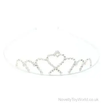 Heart Design Crystal Silver Plated Princess Tiara